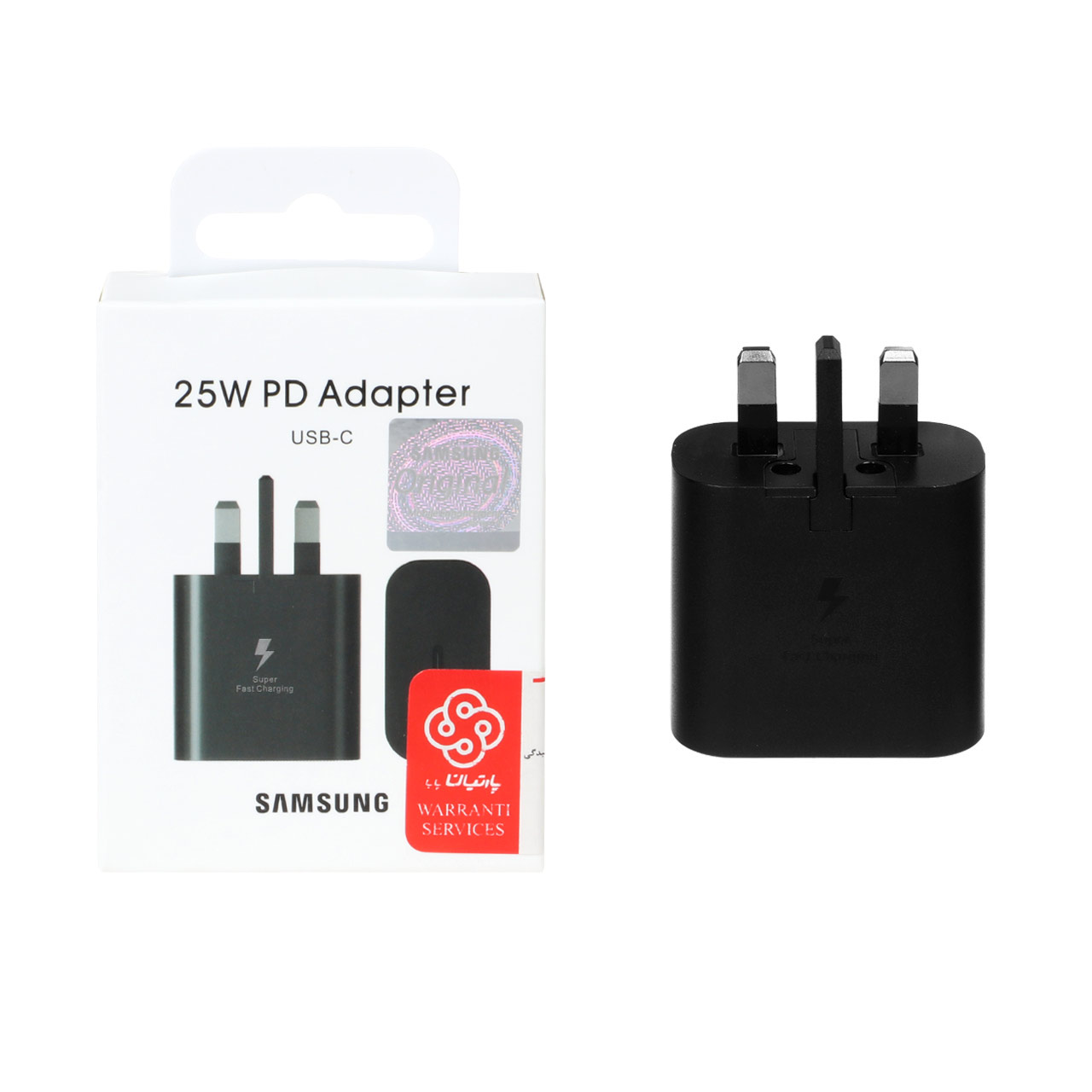 شارژر دیواری سه پین فست و PD تک پورت 25W SAMSUNG مدل TA800 - مشکی ( پارتیان پایا)
